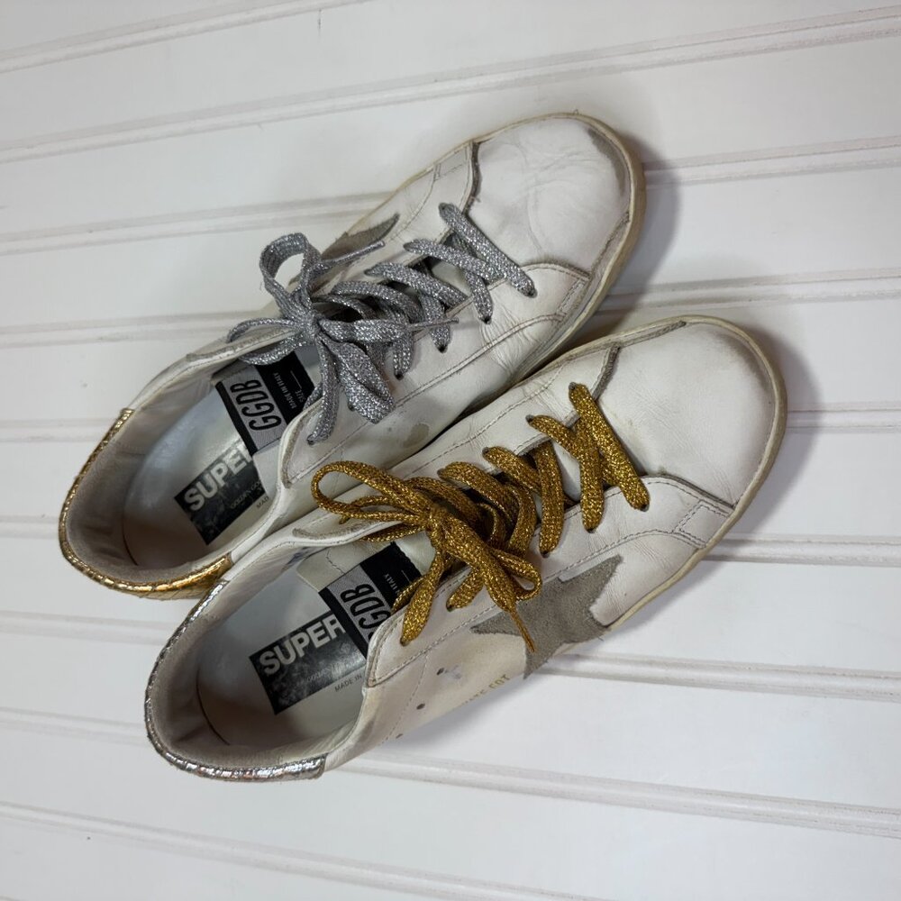 Golden Goose Limited Edition Superstar 'Silver Gold Mismatch' Size 40 / 10 - Picture 2 of 10